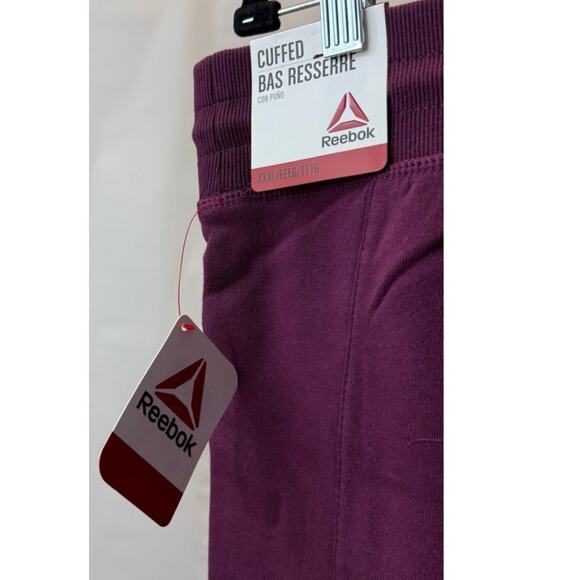 Reebok XXXL Workout Cuffed Pants New with Tags Purple Plum Drawstrings - Picture 4 of 7